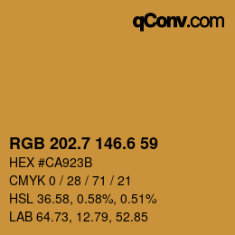 カラーコード: RGB 202.7 146.6 59 | qconv.com