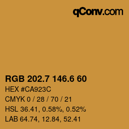 カラーコード: RGB 202.7 146.6 60 | qconv.com