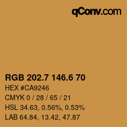カラーコード: RGB 202.7 146.6 70 | qconv.com