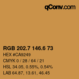 カラーコード: RGB 202.7 146.6 73 | qconv.com