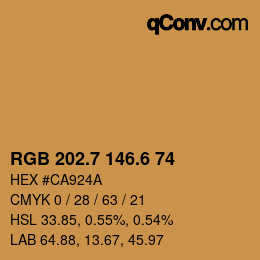 カラーコード: RGB 202.7 146.6 74 | qconv.com