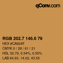 カラーコード: RGB 202.7 146.6 79 | qconv.com