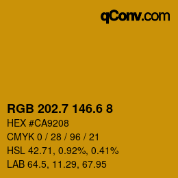 カラーコード: RGB 202.7 146.6 8 | qconv.com