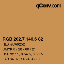 カラーコード: RGB 202.7 146.6 82 | qconv.com