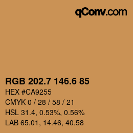 カラーコード: RGB 202.7 146.6 85 | qconv.com