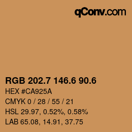 カラーコード: RGB 202.7 146.6 90.6 | qconv.com