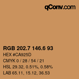 カラーコード: RGB 202.7 146.6 93 | qconv.com