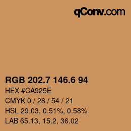 カラーコード: RGB 202.7 146.6 94 | qconv.com