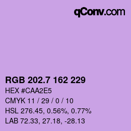 カラーコード: RGB 202.7 162 229 | qconv.com