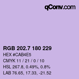 カラーコード: RGB 202.7 180 229 | qconv.com