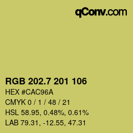 カラーコード: RGB 202.7 201 106 | qconv.com