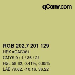 カラーコード: RGB 202.7 201 129 | qconv.com