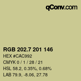カラーコード: RGB 202.7 201 146 | qconv.com