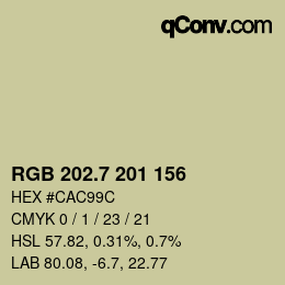 カラーコード: RGB 202.7 201 156 | qconv.com