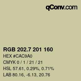 カラーコード: RGB 202.7 201 160 | qconv.com