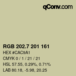 カラーコード: RGB 202.7 201 161 | qconv.com