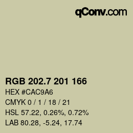 カラーコード: RGB 202.7 201 166 | qconv.com
