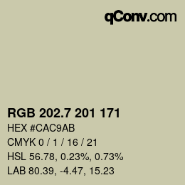 カラーコード: RGB 202.7 201 171 | qconv.com