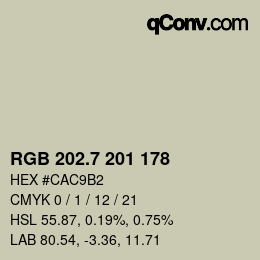 カラーコード: RGB 202.7 201 178 | qconv.com