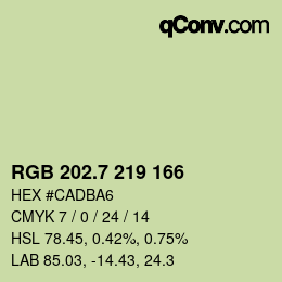 カラーコード: RGB 202.7 219 166 | qconv.com