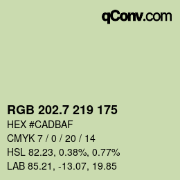 カラーコード: RGB 202.7 219 175 | qconv.com