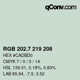 カラーコード: RGB 202.7 219 208 | qconv.com