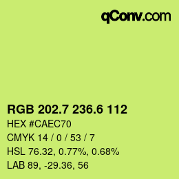 カラーコード: RGB 202.7 236.6 112 | qconv.com
