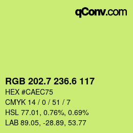 カラーコード: RGB 202.7 236.6 117 | qconv.com