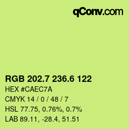 カラーコード: RGB 202.7 236.6 122 | qconv.com