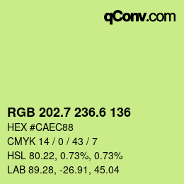 カラーコード: RGB 202.7 236.6 136 | qconv.com