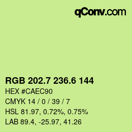 カラーコード: RGB 202.7 236.6 144 | qconv.com