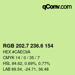 カラーコード: RGB 202.7 236.6 154 | qconv.com