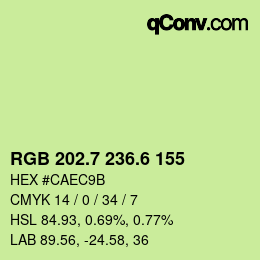 カラーコード: RGB 202.7 236.6 155 | qconv.com