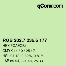 カラーコード: RGB 202.7 236.6 177 | qconv.com