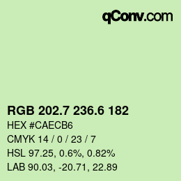 カラーコード: RGB 202.7 236.6 182 | qconv.com