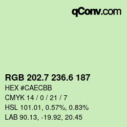 カラーコード: RGB 202.7 236.6 187 | qconv.com