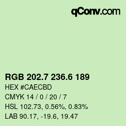 カラーコード: RGB 202.7 236.6 189 | qconv.com