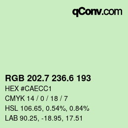 カラーコード: RGB 202.7 236.6 193 | qconv.com