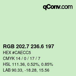 カラーコード: RGB 202.7 236.6 197 | qconv.com