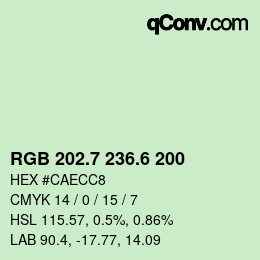 カラーコード: RGB 202.7 236.6 200 | qconv.com