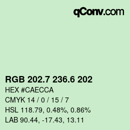 カラーコード: RGB 202.7 236.6 202 | qconv.com