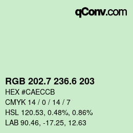 カラーコード: RGB 202.7 236.6 203 | qconv.com