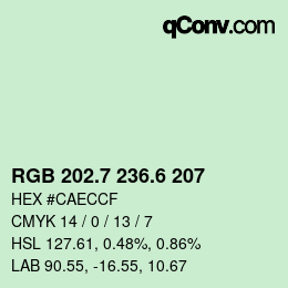 カラーコード: RGB 202.7 236.6 207 | qconv.com