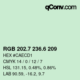 カラーコード: RGB 202.7 236.6 209 | qconv.com