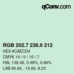 カラーコード: RGB 202.7 236.6 212 | qconv.com