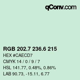 カラーコード: RGB 202.7 236.6 215 | qconv.com