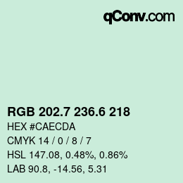 カラーコード: RGB 202.7 236.6 218 | qconv.com