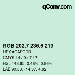 カラーコード: RGB 202.7 236.6 219 | qconv.com