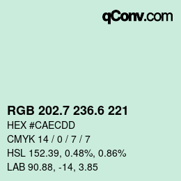 カラーコード: RGB 202.7 236.6 221 | qconv.com