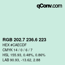 カラーコード: RGB 202.7 236.6 223 | qconv.com